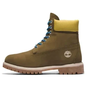 6-Inch Boot „Nubuc verde măslin cu guler galben”