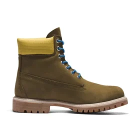 6-Inch Boot „Nubuc verde măslin cu guler galben”