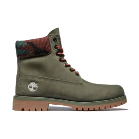 6-Inch Premium Cizme „Nubuc verde închis cu guler camuflaj”