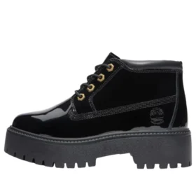 Cizme cu platformă impermeabile Stone Street „Negru Patent Leather”