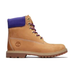 Cizme Heritage cu talpă cupsole de 6 inch „Nubuc gri-bej cu violet”
