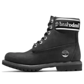 Cizme impermeabilă Premium Wide Fit de 6 inch „Negru Nubuck Logo”