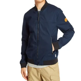 Geci aviator Timberland cu logo și buzunare cu fermoar, albastră