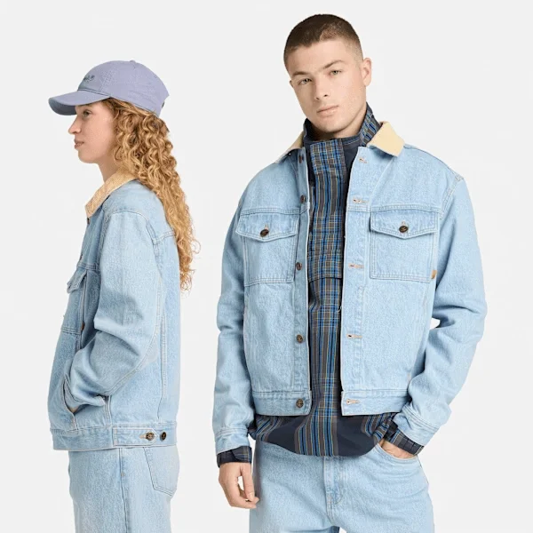 Geci din denim cu guler din velur Geci din denim cu guler din velur