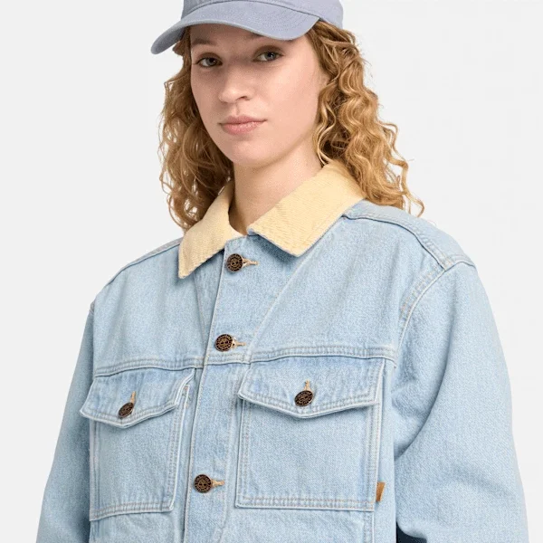 Geci din denim cu guler din velur Geci din denim cu guler din velur