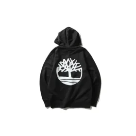 Hanorac cu glugă și fermoar cu imprimeu logo Timberland, Negru