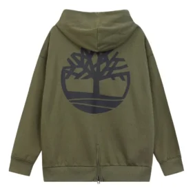 Hanorace cu glugă cu logo Tree „Verde măslin”