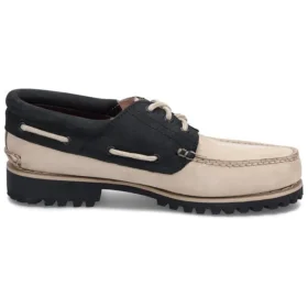 Încălțăminte de barcă cu 3 ochiuri, cusuți manual „Beige”