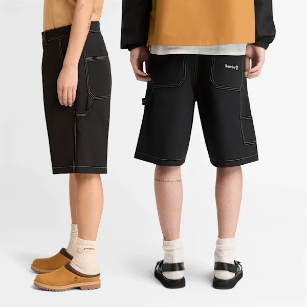 Pantaloni scurți de tip carpenter din pânză de bumbac spălată Pantaloni scurți de tip carpenter din pânză de bumbac spălată