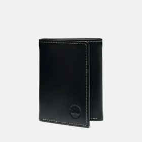 Portofel trifold din piele netedă pentru bărbați