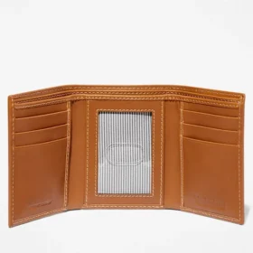 Portofel trifold din piele netedă pentru bărbați