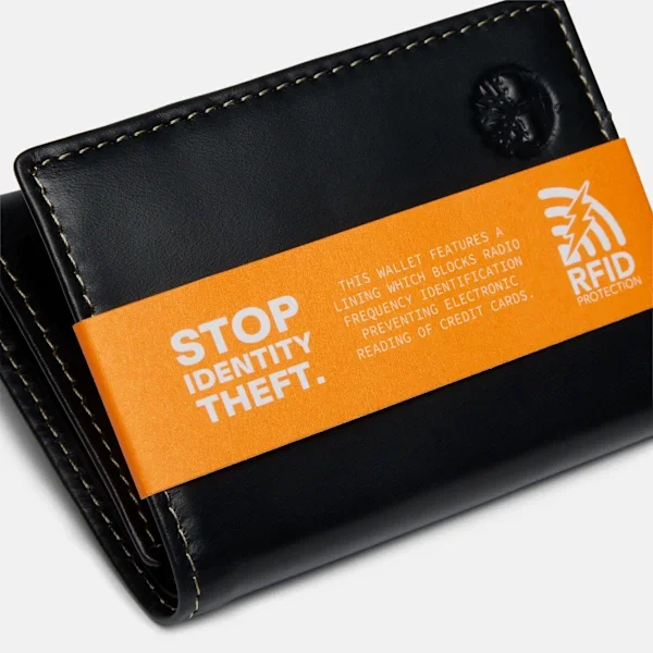 Portofel trifold din piele netedă pentru bărbați Portofel trifold din piele netedă pentru bărbați