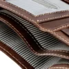 Portofel trifold din piele netedă pentru bărbați, de culoare maro Portofel trifold din piele netedă pentru bărbați, de culoare maro