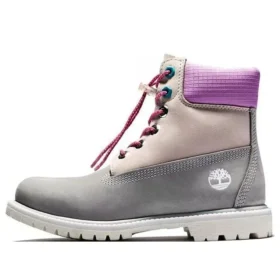 Premium Waterproof Boot de 15 cm pentru Ziua Îndrăgostiților „Nubuc gri și bej cu guler violet”