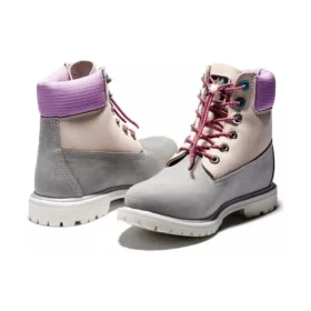 Premium Waterproof Boot de 15 cm pentru Ziua Îndrăgostiților „Nubuc gri și bej cu guler violet”