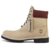 Premium Waterproof Boot de 6 inci „Nubuc bej cu guler burgund”