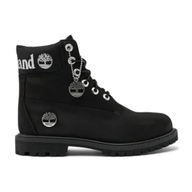 Premium Waterproof Boot de 6 inci „Nubuc negru cu logo argintiu”