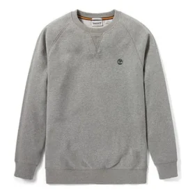 Pulover cu guler rotund și logo brodat Timberland, gri