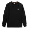Pulover cu guler rotund și logo brodat Timberland, Negru