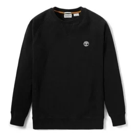 Pulover cu guler rotund și logo brodat Timberland, Negru