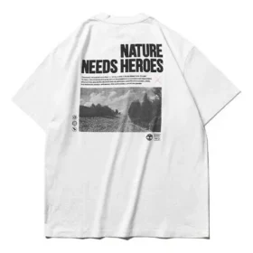 SS20 cu imprimeu Earth Pattern, mânecă scurtă, stil pentru cuplu, alb