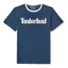 Timberland Casual cu guler rotund și imprimeu, mânecă scurtă, albastru