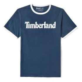 Timberland Casual cu guler rotund și imprimeu, mânecă scurtă, albastru