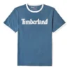 Timberland Casual cu guler rotund și imprimeu, mânecă scurtă, albastru