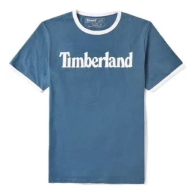 Timberland Casual cu guler rotund și imprimeu, mânecă scurtă, albastru