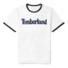 Timberland Casual cu guler rotund, imprimeu, mânecă scurtă, alb