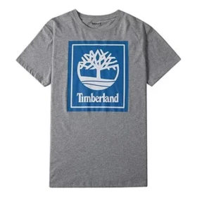 Timberland Casual cu guler rotund, imprimeu, mânecă scurtă, gri