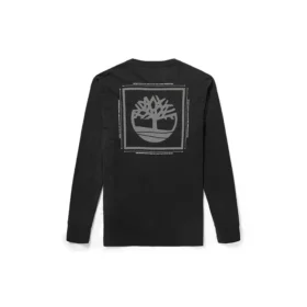 Timberland Casual cu imprimeu, guler rotund și mâneci lungi, Negru