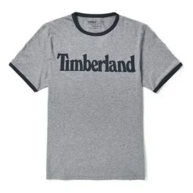 Timberland Colorblock cu guler cu logo imprimat, mânecă scurtă, gri