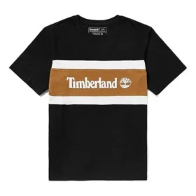 Timberland cu cusături în culori contrastante, blocuri de culoare, mânecă scurtă, Negru