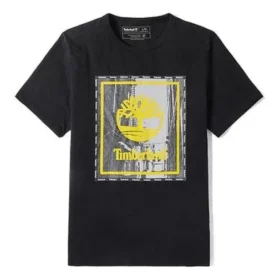 Timberland cu imprimeu, guler rotund, mânecă scurtă, Negru