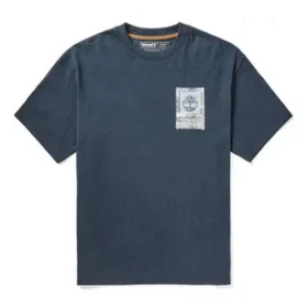 Timberland cu imprimeu logo, guler rotund, albastru