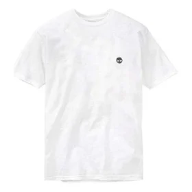 Timberland SS20 Casual cu guler rotund, imprimeu alb, mânecă scurtă, alb