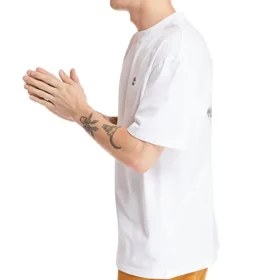 Timberland SS20 Casual cu guler rotund, imprimeu alb, mânecă scurtă, alb