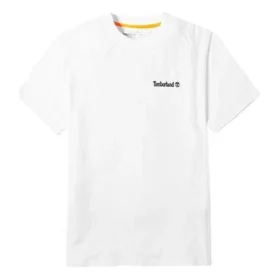 Timberland SS20 cu guler rotund, imprimeu, mânecă scurtă, alb