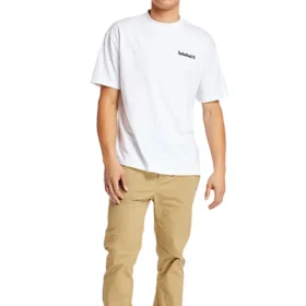 Timberland SS20 cu guler rotund, imprimeu, mânecă scurtă, alb