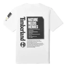 Timberland SS20 Earth Series cu imprimeu, mânecă scurtă, alb