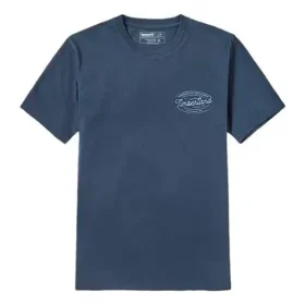 Timberland SS20 Tricou cu guler rotund și imprimeu, mânecă scurtă, albastru