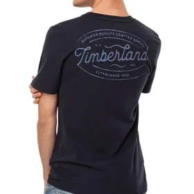 Timberland SS20 Tricou cu guler rotund și imprimeu, mânecă scurtă, albastru
