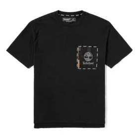 Timberland Tricou casual, pantaloni scurți, cu guler rotund și mâneci scurte, negru