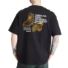 Timberland Tricou cu guler rotund, pantaloni scurți, imprimeu galben, Negru