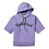 Tricou casual cu glugă și imprimeu logo, mânecă scurtă, violet