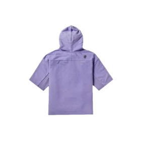 Tricou casual cu glugă și imprimeu logo, mânecă scurtă, violet