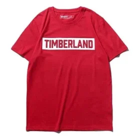 Tricou casual cu mânecă scurtă și imprimeu cu logo Timberland, roșu