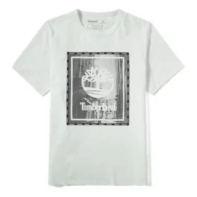 Tricou cu guler rotund și imprimeu, cu mâneci scurte, alb, Timberland