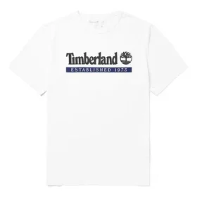 Tricou cu mânecă scurtă și imprimeu cu logo Timberland, alb